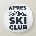 Apres Ski Club Mountain Logo - Custom Mens Winter  Round Cushion<br><div class="desc">Experience the ultimate winter style with our Apres Ski Club hoodie. This premium design features a modern mountain logo, perfect for ski resorts and winter sports enthusiasts. Made with high-quality fabric for maximum comfort after a day of skiing or snowboarding. This product is ready for immediate purchase—simply select your size...</div>