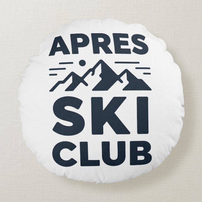 Apres Ski Club Mountain Logo - Custom Mens Winter  Round Cushion (Front)