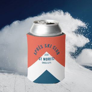 Après Ski Club Vintage Red White Navy Peak Winter Can Cooler