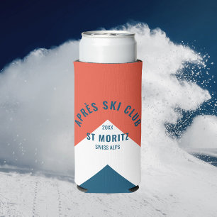 Après Ski Club Vintage Red White Navy Peak Winter Seltzer Can Cooler