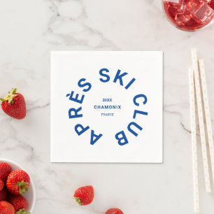 Après Ski Club Winter Blue Ski Resort Crest Napkin