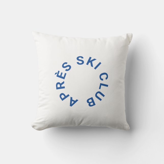 Après Ski Club Winter Cool Blue Ski Crest Cushion (Front)