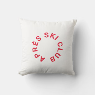 Après Ski Club Winter Red Ski Crest Cushion