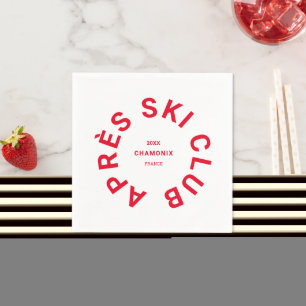 Après Ski Club Winter Red Ski Resort Crest Napkin