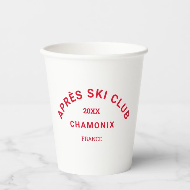 Après Ski Club Winter Red Ski Resort Crest Paper Cups (Front)
