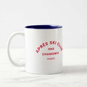 Après Ski Club Winter Red Ski Resort Crest Two-Tone Coffee Mug