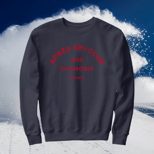 Après Ski Club Winter Red Ski Resort Crest Womens Sweatshirt