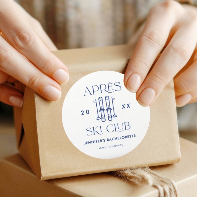 Apres Ski Club Winter Ski Bachelorette Party  Classic Round Sticker (Creator Uploaded)