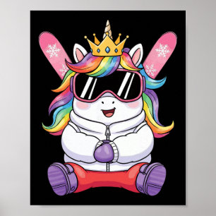 Apres Ski Elite Ski Bunnies Unicorn Snow Skiing Sk Poster