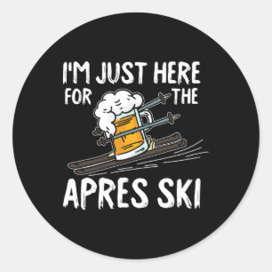 Apres Ski Funny Skier Winter Sport Skiing Gift Classic Round Sticker