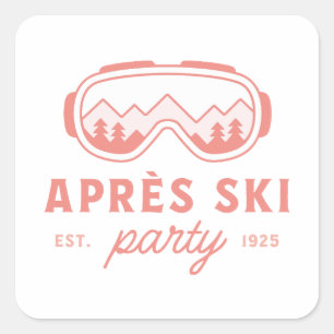 Apres ski girls party pink aesthetic square sticker