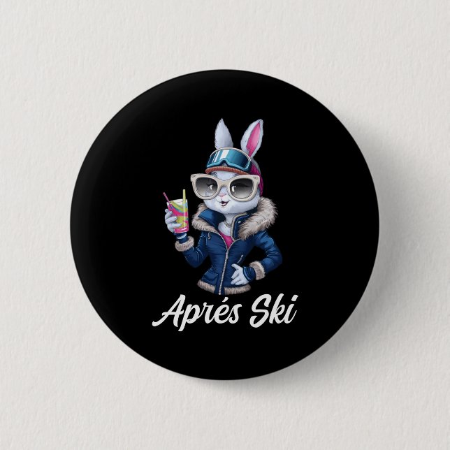 Apres Ski Hat Party Design Ski Bunny Skier Outfit  6 Cm Round Badge (Front)