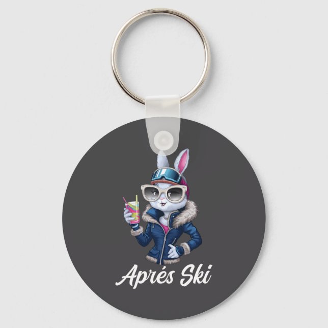 Apres Ski Hat Party Design Ski Bunny Skier Outfit  Key Ring (Front)