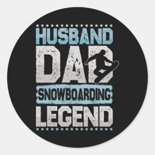 Aprés-ski Husband Dad Snowboarding Legend Snowboar Classic Round Sticker