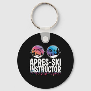 Apres Ski Instructor First Lesson Funny Ski Skiing Key Ring
