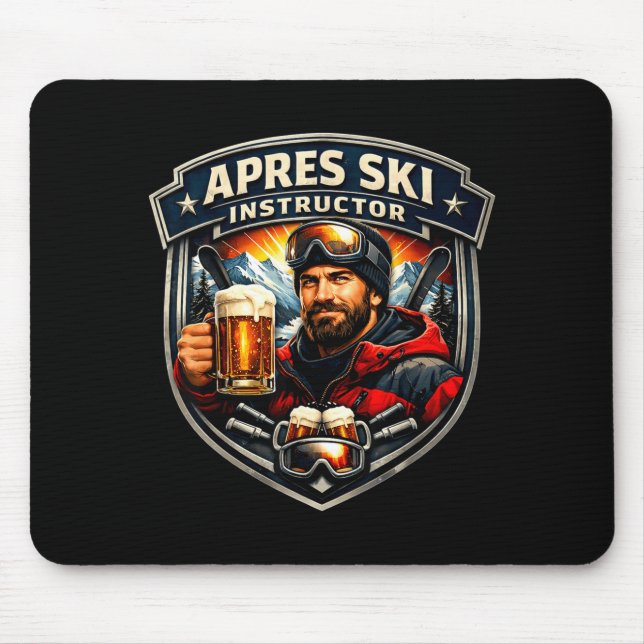 Apres ski instructor funny skiing teacher mensApre Mouse Mat (Front)