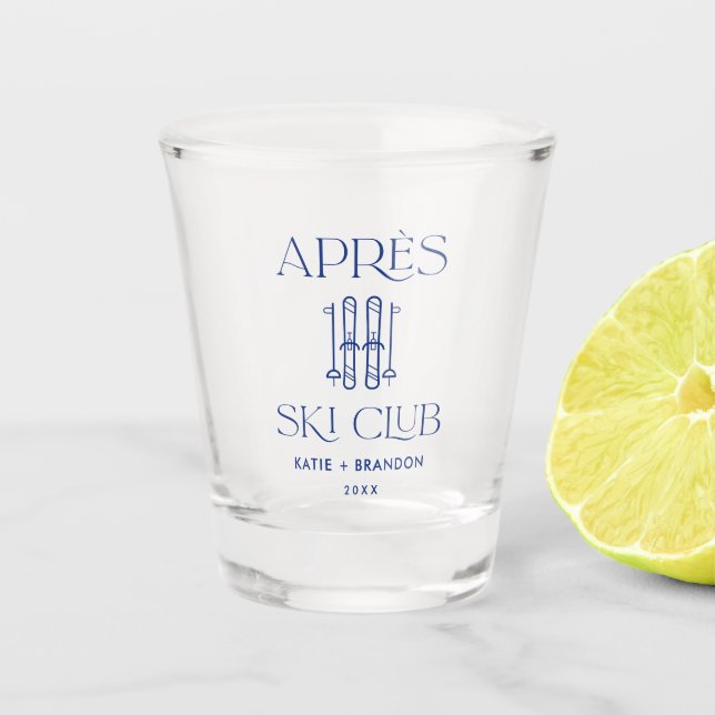 Apres Ski Mountain Wedding Favours Shot Glass (Front)