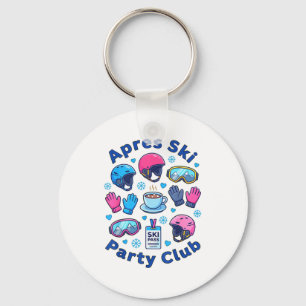 Apres ski party club skiing snowboarding winter key ring