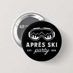 Apres ski party mountain winter friends trip black 6 cm round badge