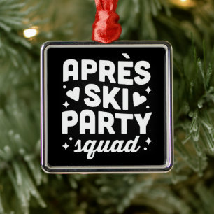 Apres ski party skiing funny sport theme black metal tree decoration