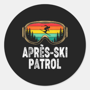 Apres ski patrol skiing goggles snowboarding skier classic round sticker