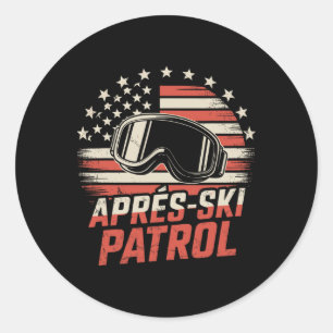 Apres Ski Patrol Usa Flag  Classic Round Sticker