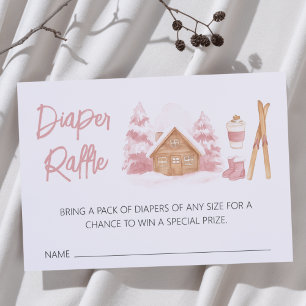 Apres Ski Pink Baby Shower Diaper Raffle Enclosure Card