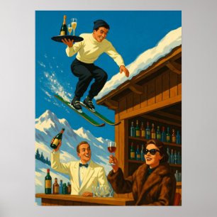 Apres Ski Retro Bachelorette Vintage Skiing Poster