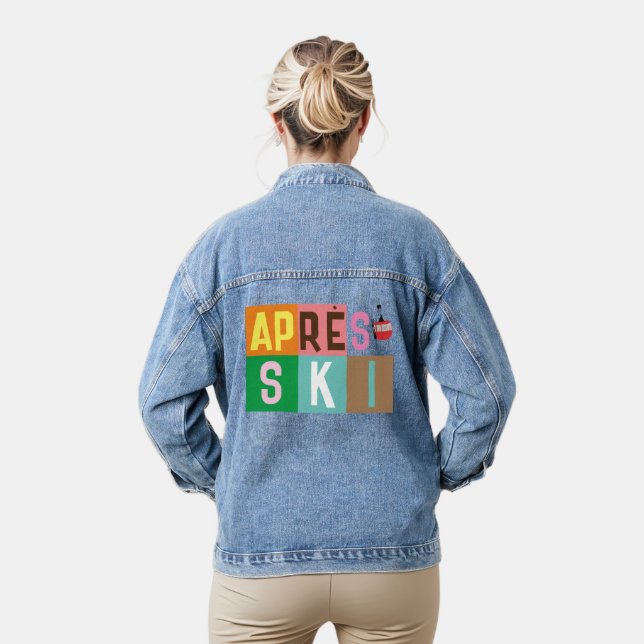 Après-ski Retro Ski Skiers Colour Block  Denim Jacket (Model)