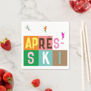 Après-ski Retro Skiers Colour Block   Napkin