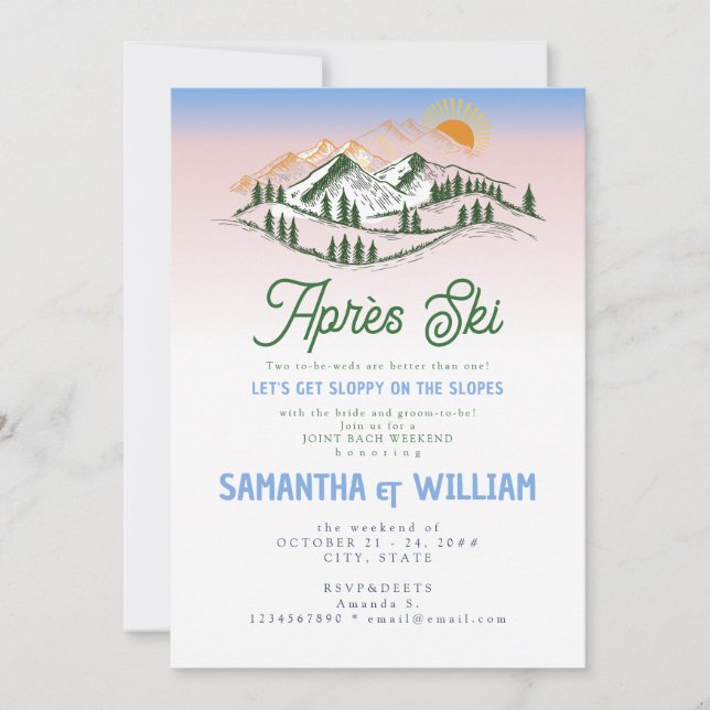 Après Ski Sloppy Slopes Skiing Joint Bach Weekend Invitation (Front)