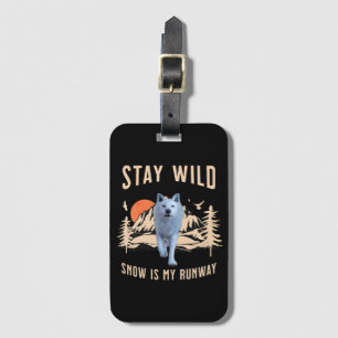 Après Ski Snow Runway Wolf Art Luggage Tag