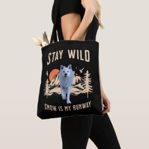 Après Ski Snow Runway Wolf Art Tote Bag