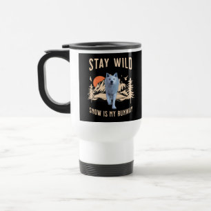 Après Ski Snow Runway Wolf Art Travel Mug