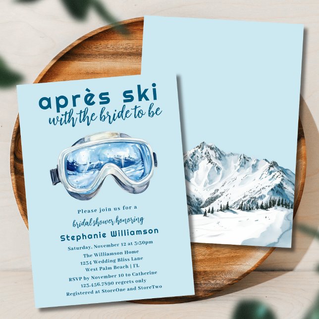 Apres Ski Sporty Winter Watercolor Bridal Shower Invitation (Creator Uploaded)