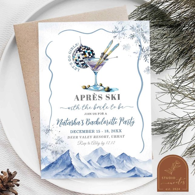 Apres Ski Weekend Itinerary Bachelorette Party Invitation (Creator Uploaded)