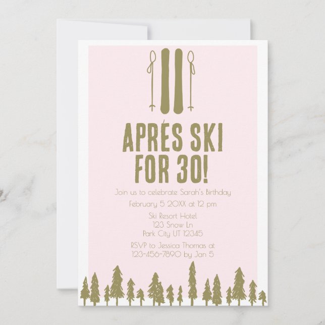 Apres Ski Winter 30th Birthday  Invitation (Front)