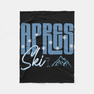 Apres Ski Winter Fun Snowboarding Mountain Skiing Fleece Blanket