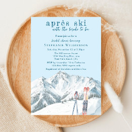 Apres Ski Winter Mountain Watercolor Bridal Shower Invitation