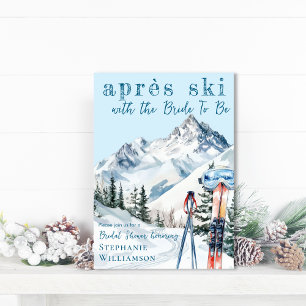 Apres Ski Winter Skiing Watercolor Bridal Shower Invitation