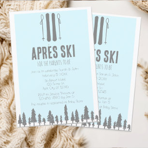 Apres Ski Winter Theme Blue Baby Shower Invitation