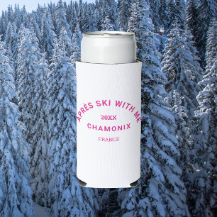 Après Ski With Me Hot Pink Ski Crest Party Seltzer Can Cooler