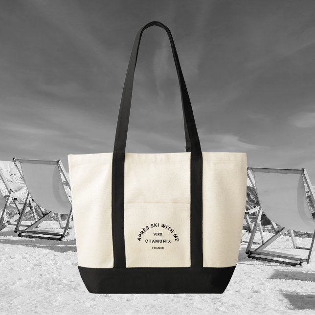 Après Ski With Me Winter Black Ski Crest Tote Bag (Creator Uploaded)