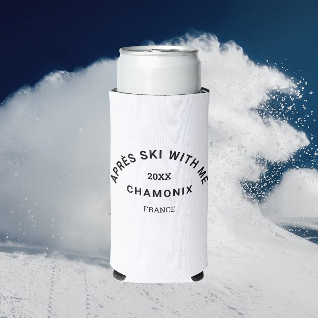 Après Ski With Me Winter Ski Crest Party Favour Seltzer Can Cooler (Creator Uploaded)