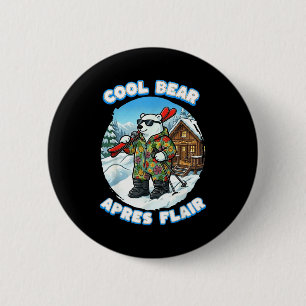 Apres skiing flair cool polar bear ski looking goo 6 cm round badge