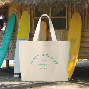 Après Surf Club Turquoise Surfers Social Crest Large Tote Bag