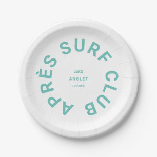Après Surf Club Turquoise Surfers Social Crest Paper Plate