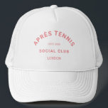 Après Tennis Social Club Custom Pink Crest Trucker Hat<br><div class="desc">Après Tennis Social Club Pink Crest tennis cap. Personalise with the year and location. Perfect for a local tennis tournament, as a gift for a tennis lover or for a tennis theme bachelor party. Designed to match our Après Tennis Social Club Collection.</div>