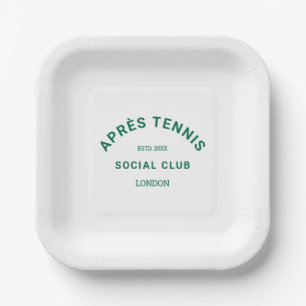 Après Tennis Social Club Green Custom Crest Paper Plate