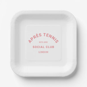 Après Tennis Social Club Pink Custom Crest Paper Plate